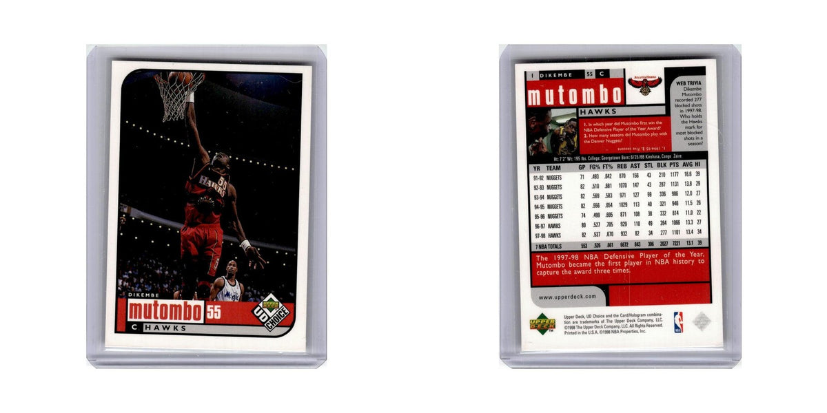 Dikembe Mutombo 1998 UD Choice #1 Atlanta Hawks Basketball Card NM