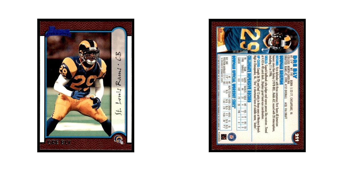 1999 Bowman Dre' Bly RC Football Cards #211