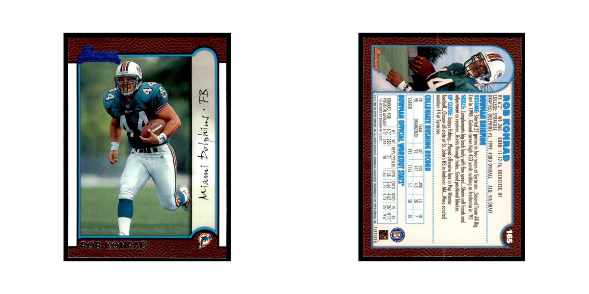 1999 Bowman Rob Konrad RC Football Cards #165