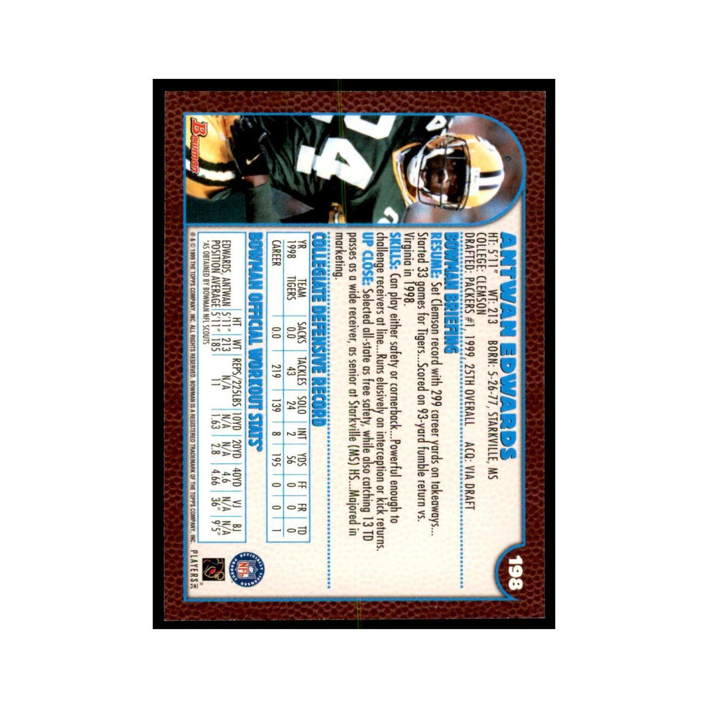 1999 Bowman Antuan Edwards RC Football Cards #198