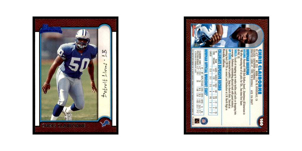 1999 Bowman Chris Claiborne RC Football Cards #160