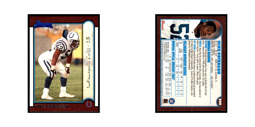 1999 Bowman Mike Peterson RC Football Cards #220