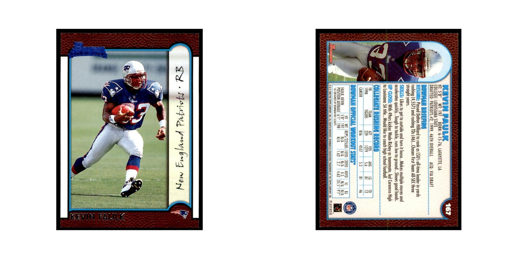 1999 Bowman Kevin Faulk RC Football Cards #167