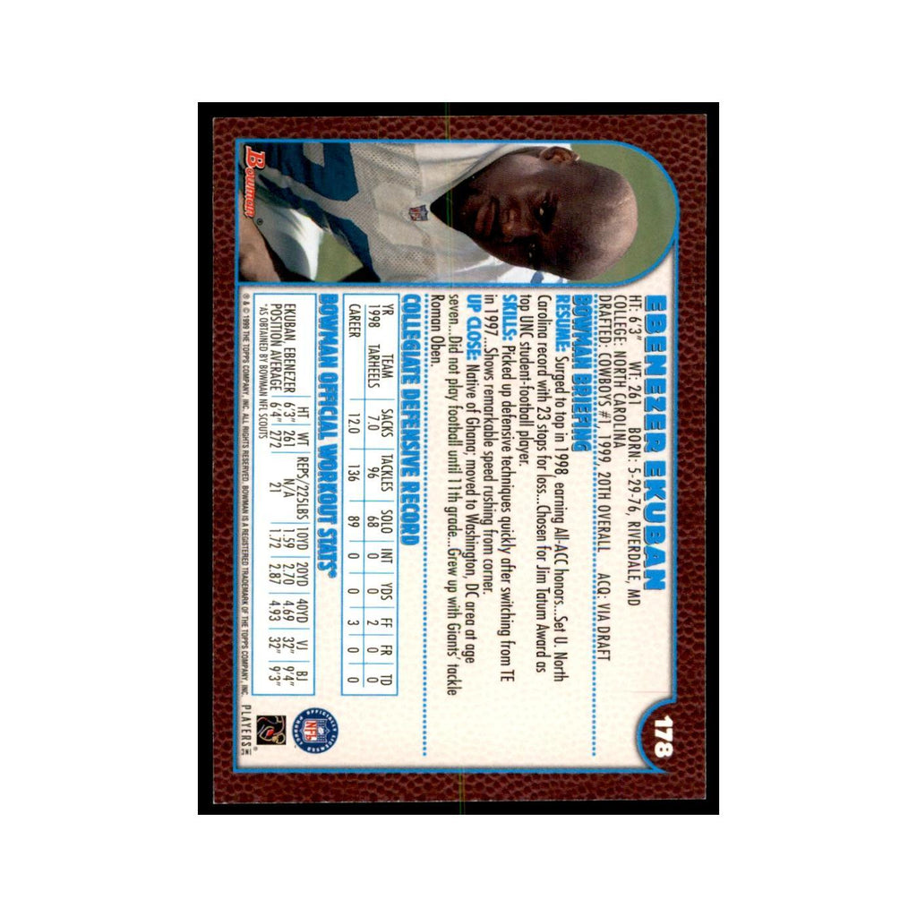 1999 Bowman Ebenezer Ekuban RC Football Cards #178