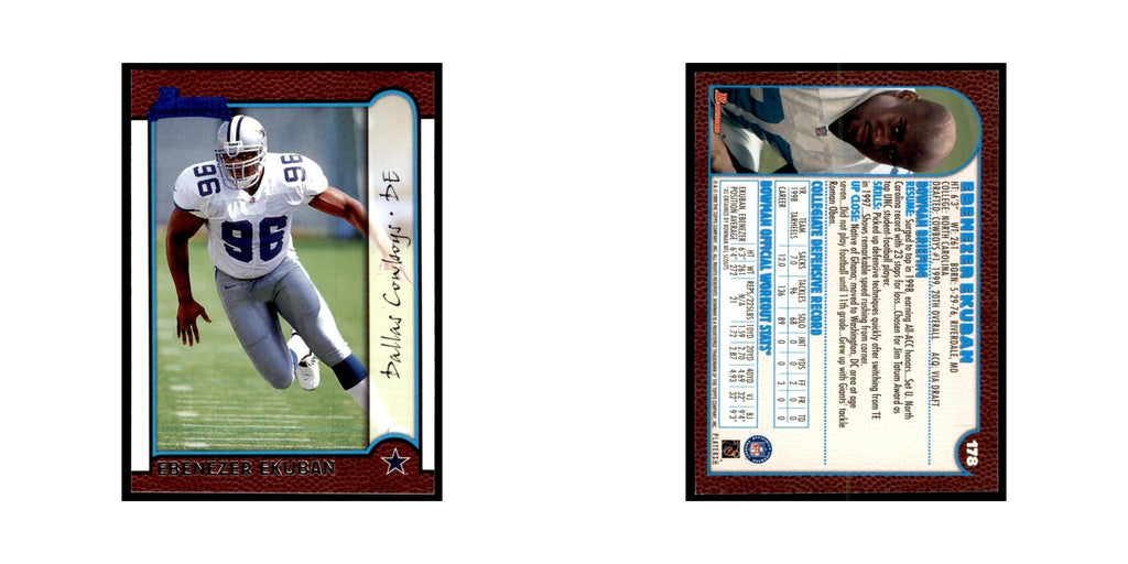1999 Bowman Ebenezer Ekuban RC Football Cards #178
