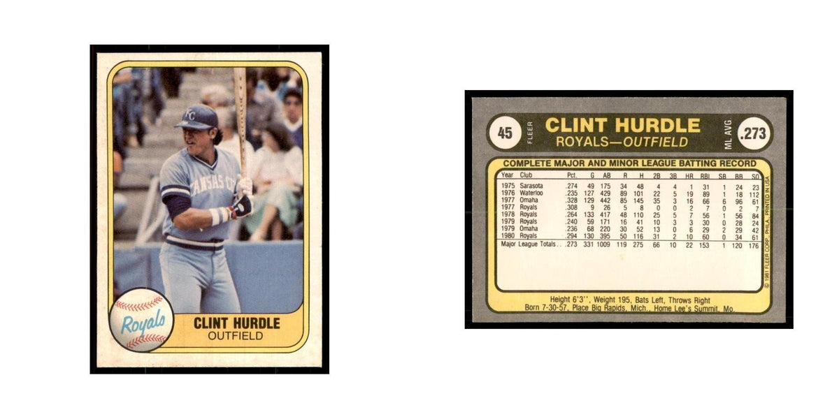 1981 Fleer Clint Hurdle Baseball Cards #45