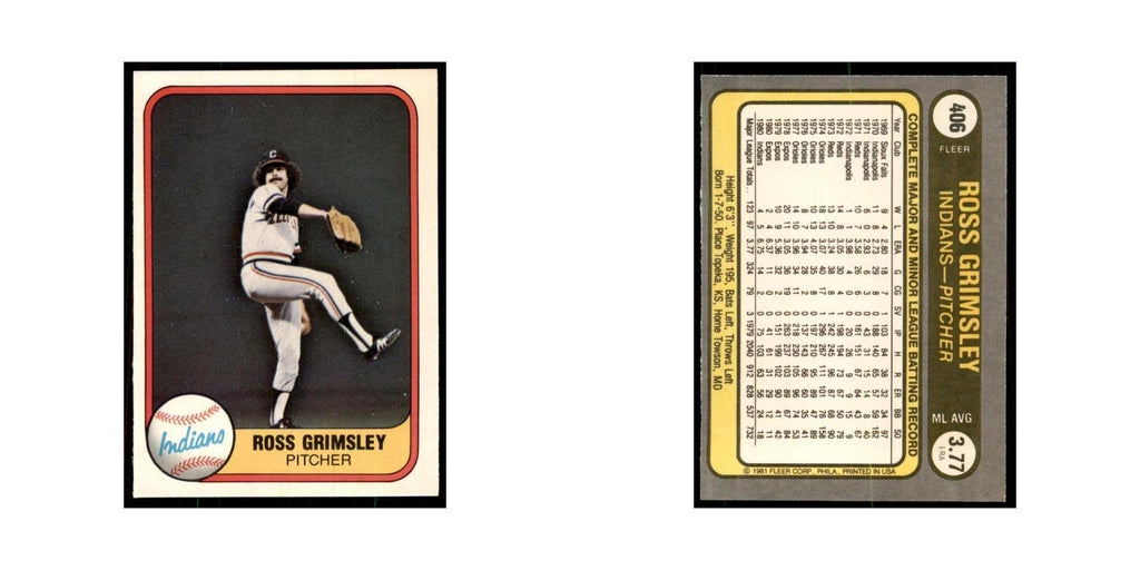 1981 Fleer Ross Grimsley Baseball Cards #406