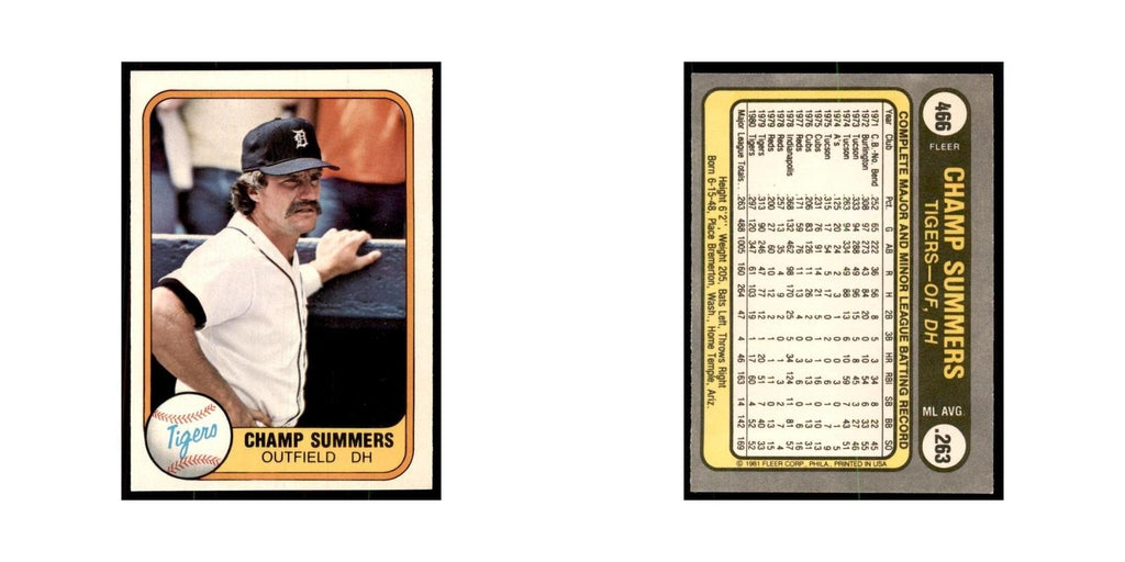 1981 Fleer Champ Summers Baseball Cards #466