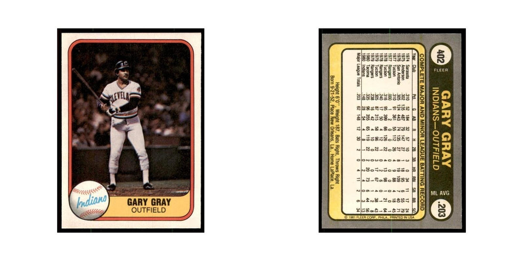 1981 Fleer Gary Gray Baseball Cards #402