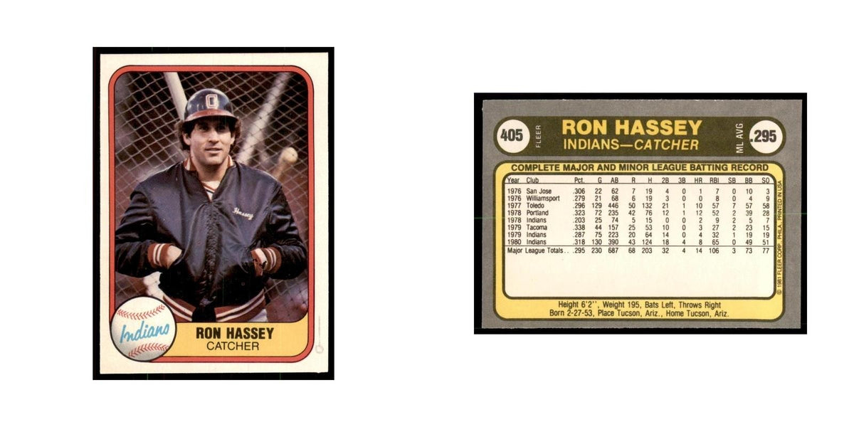 1981 Fleer Ron Hassey Baseball Cards #405