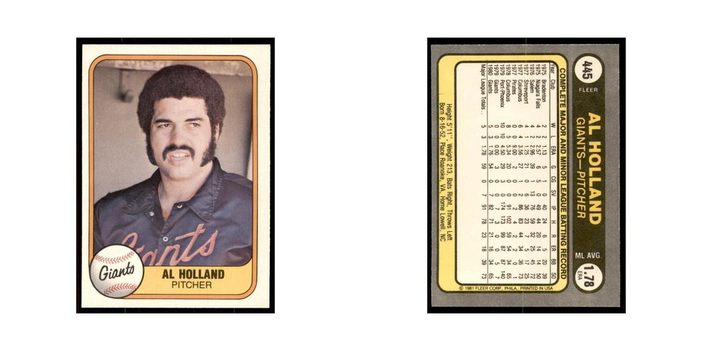 1981 Fleer Al Holland Baseball Cards #445