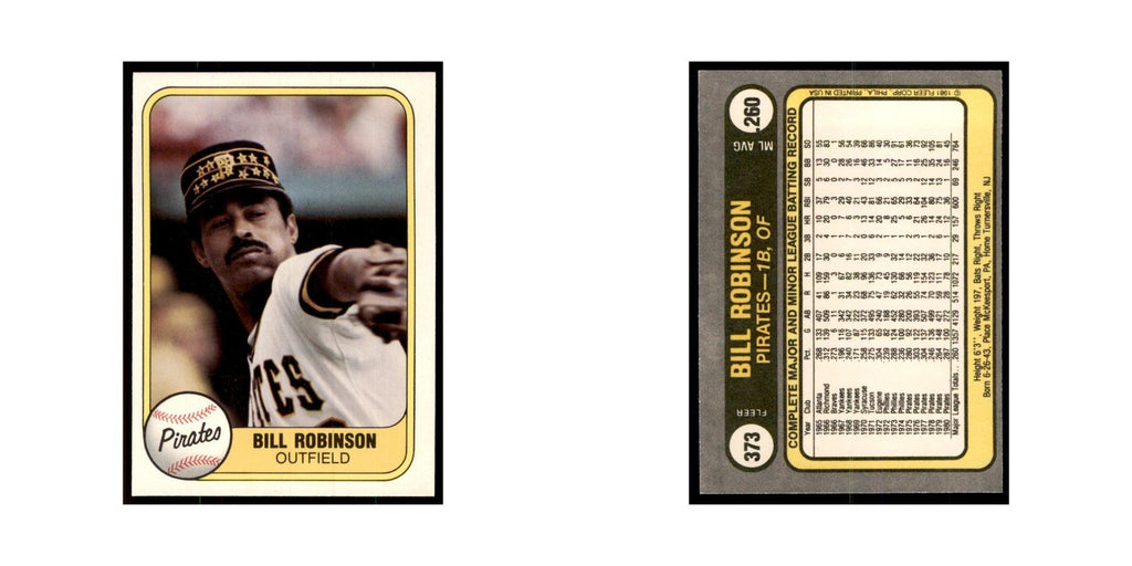 1981 Fleer Bill Robinson Baseball Cards #373