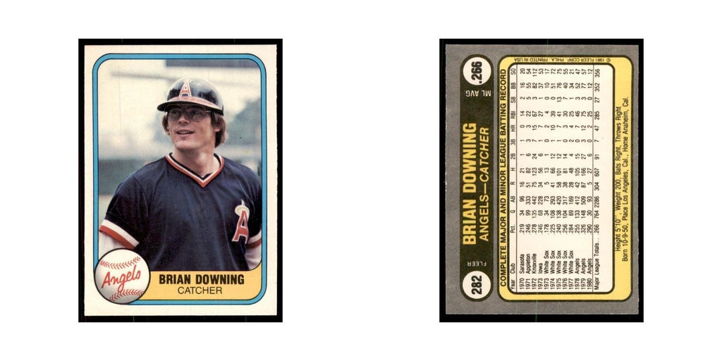 1981 Fleer Brian Downing Baseball Cards #282