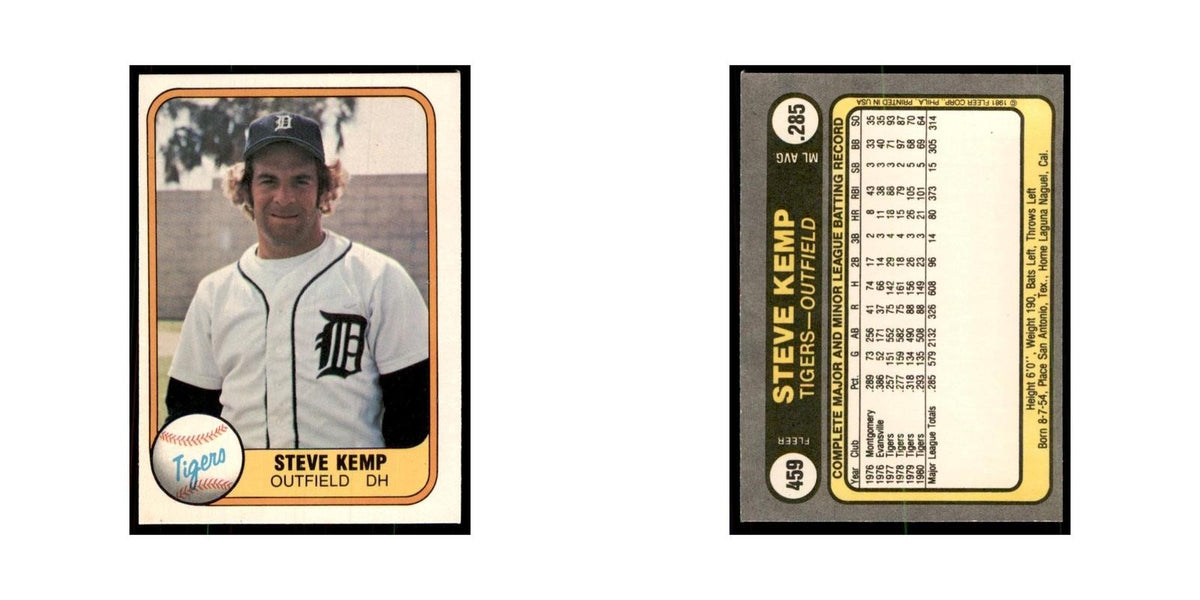 1981 Fleer Steve Kemp Baseball Cards #459