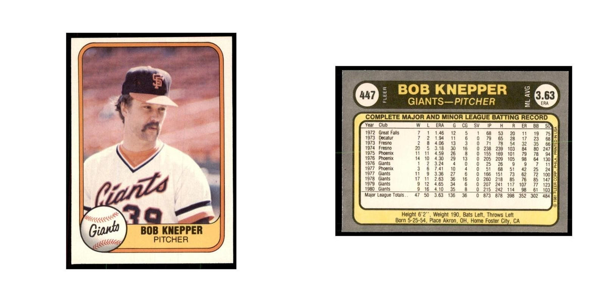 1981 Fleer Bob Knepper Baseball Cards #447