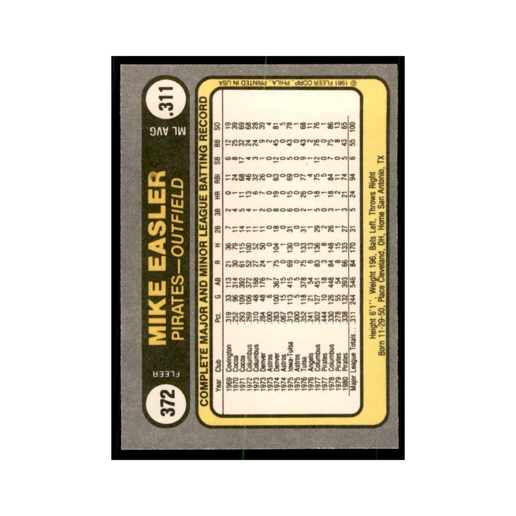 1981 Fleer Mike Easler Baseball Cards #372