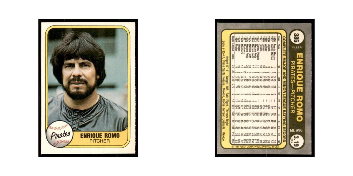 1981 Fleer Enrique Romo Baseball Cards #385