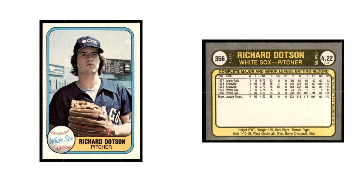 1981 Fleer Richard Dotson Baseball Cards #356