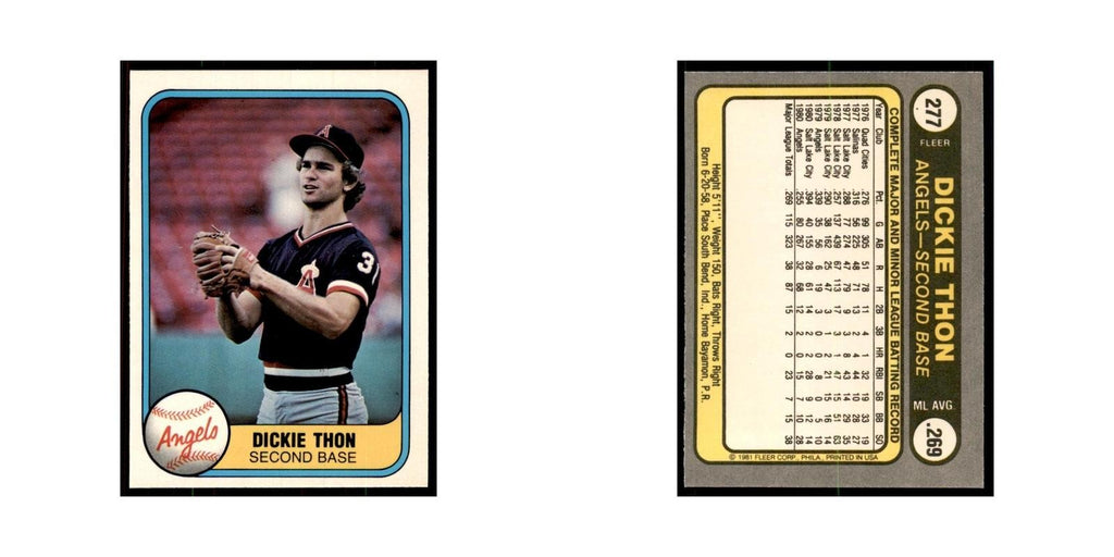 1981 Fleer Dickie Thon Baseball Cards #277