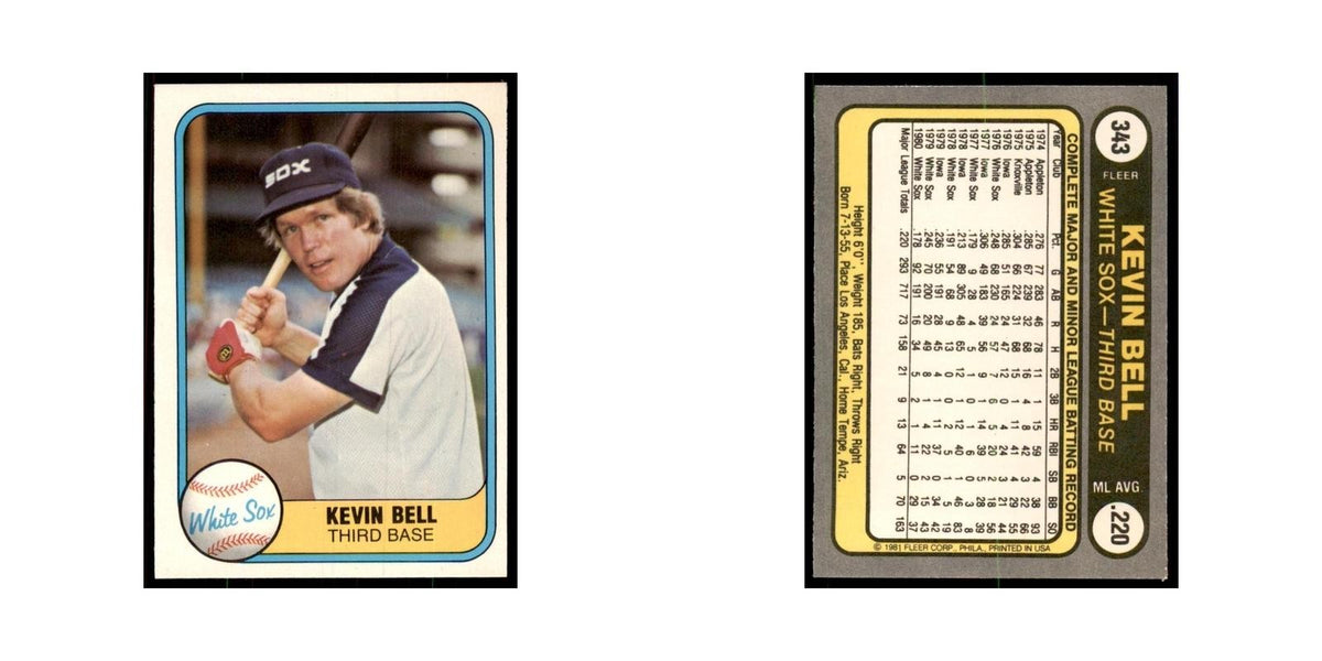 1981 Fleer Kevin Bell Baseball Cards #343
