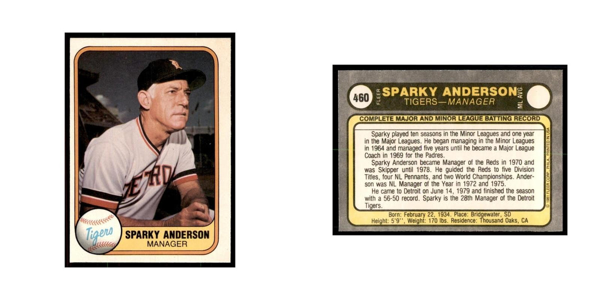 1981 Fleer Sparky Anderson Baseball Cards #460