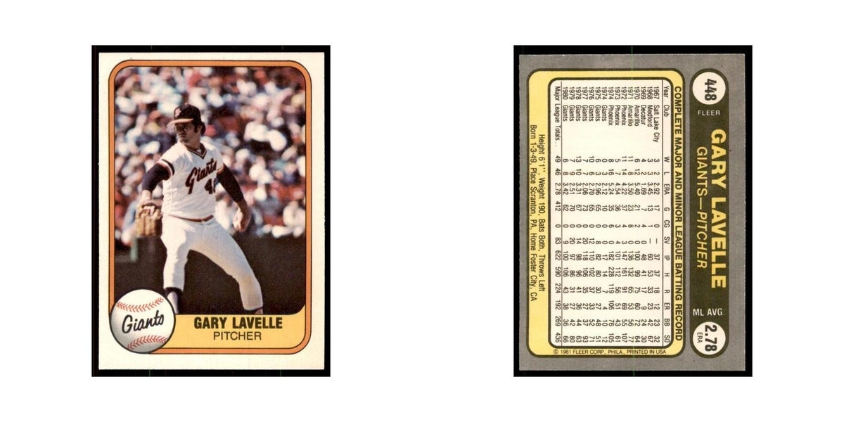 1981 Fleer Gary Lavelle Baseball Cards #448