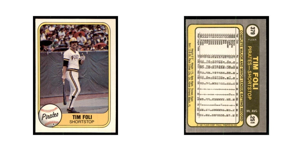 1981 Fleer Tim Foli Baseball Cards #379
