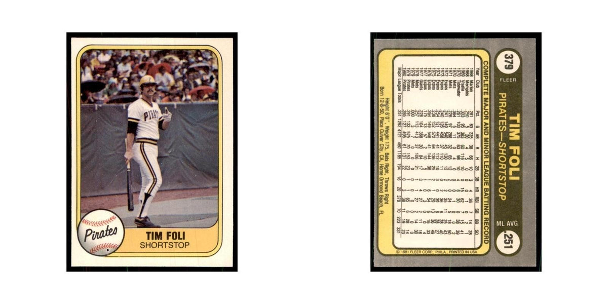1981 Fleer Tim Foli Baseball Cards #379