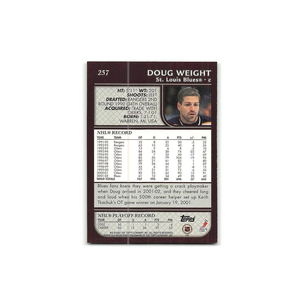 Doug Weight 2002 Topps #257 St. Louis Blues Hockey Card NM