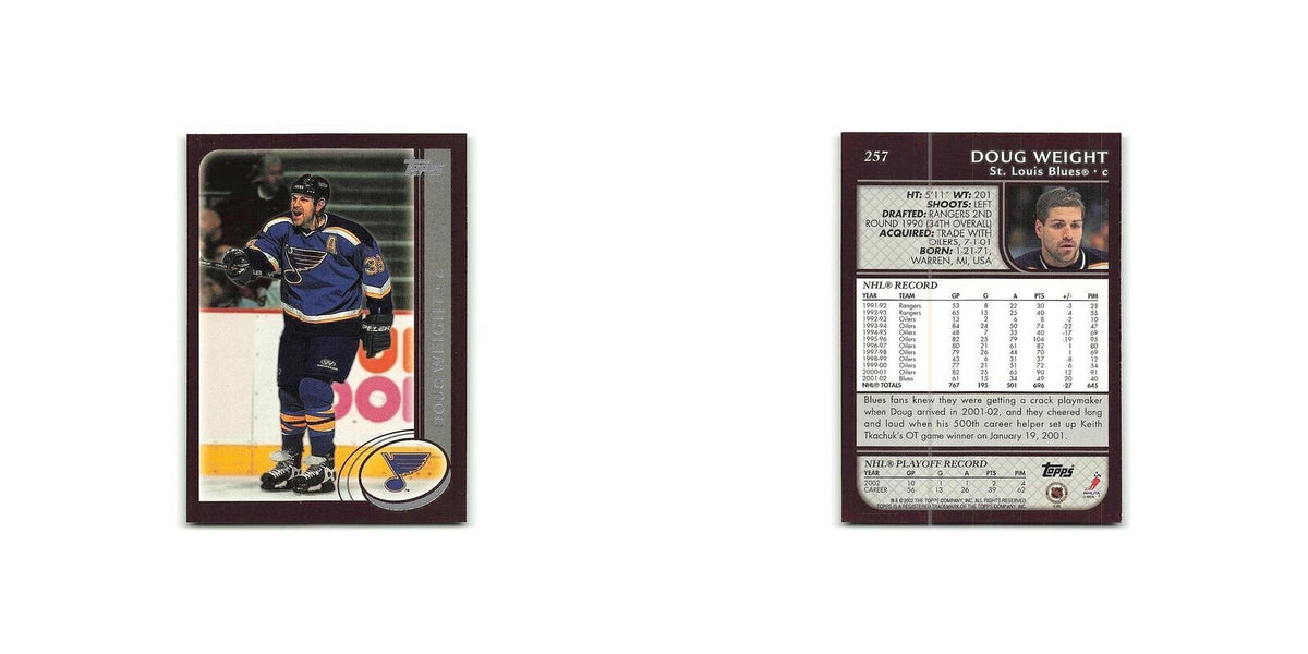 Doug Weight 2002 Topps #257 St. Louis Blues Hockey Card NM