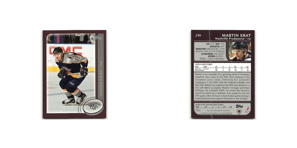 Martin Erat 2002 Topps #236 Nashville Predators Hockey Card NM