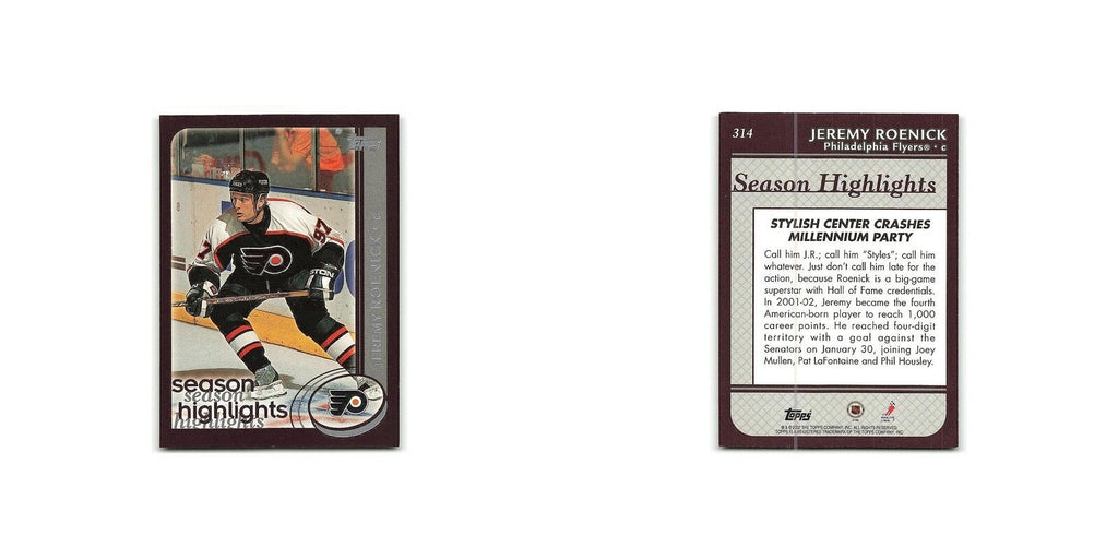 Jeremy Roenick 2002 Topps #314 Philadelphia Flyers Hockey Card NM