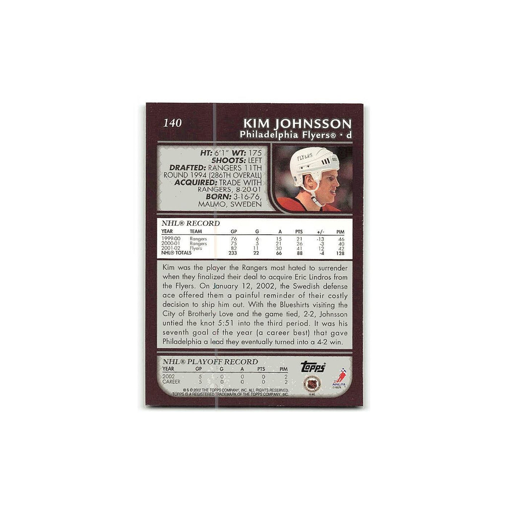 Kim Johnsson 2002 Topps #140 Philadelphia Flyers Hockey Card NM