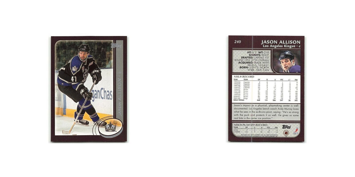 Jason Allison 2002 Topps #240 Los Angeles Kings Hockey Card NM