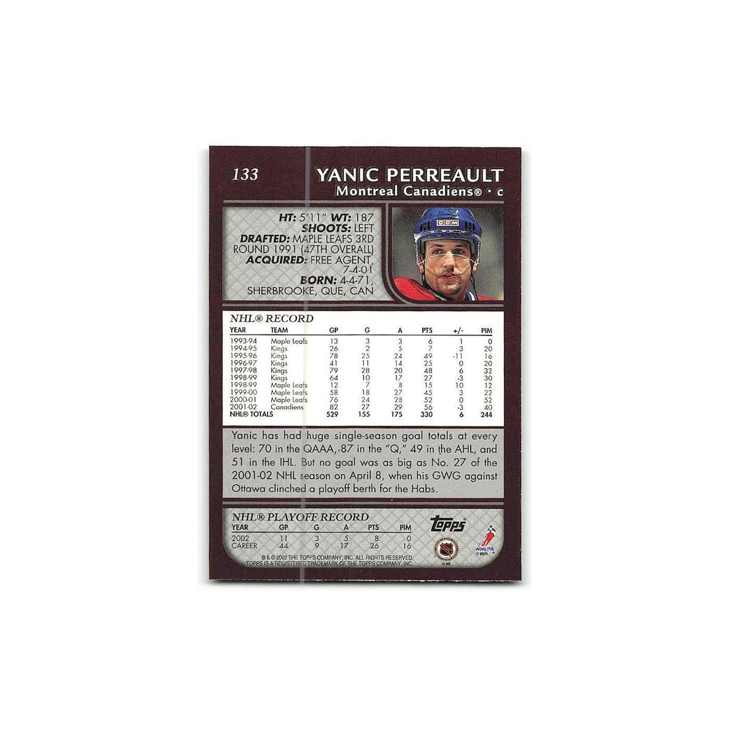 Yanic Perreault 2002 Topps #133 Montreal Canadiens Hockey Card NM