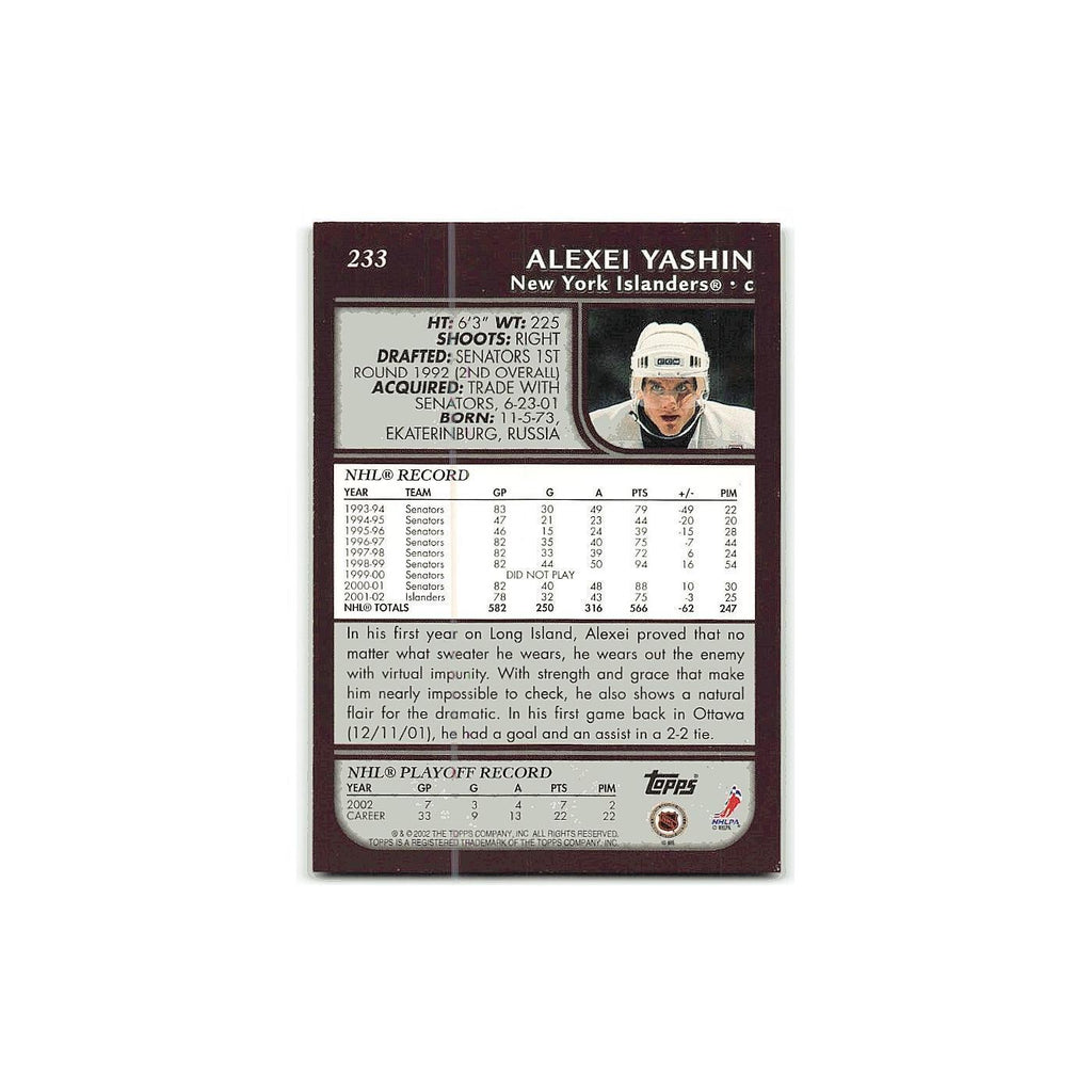 Alexei Yashin 2002 Topps #233 New York Islanders Hockey Card NM