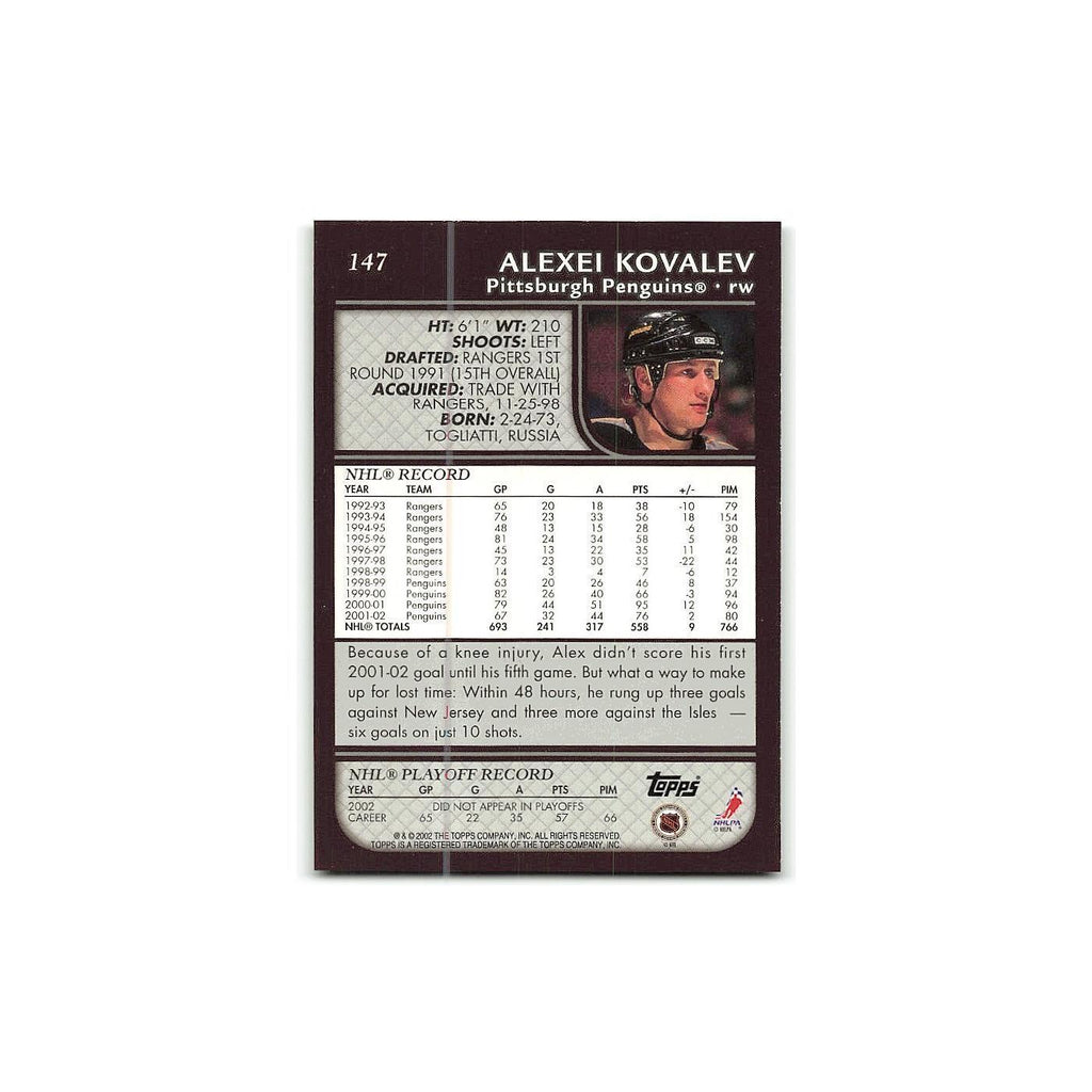 Alexei Kovalev 2002 Topps #147 Pittsburgh Penguins Hockey Card NM