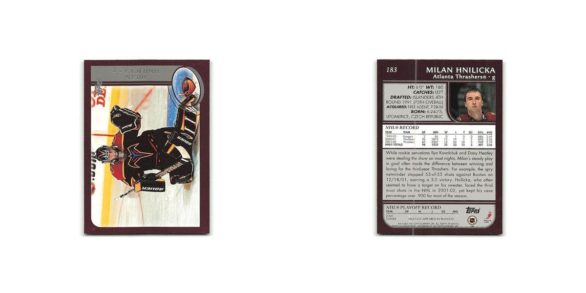 Milan Hnilicka 2002 Topps #183 Atlanta Thrashers Hockey Card NM