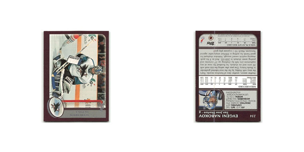 Evgeni Nabokov 2002 Topps #234 San Jose Sharks Hockey Card NM