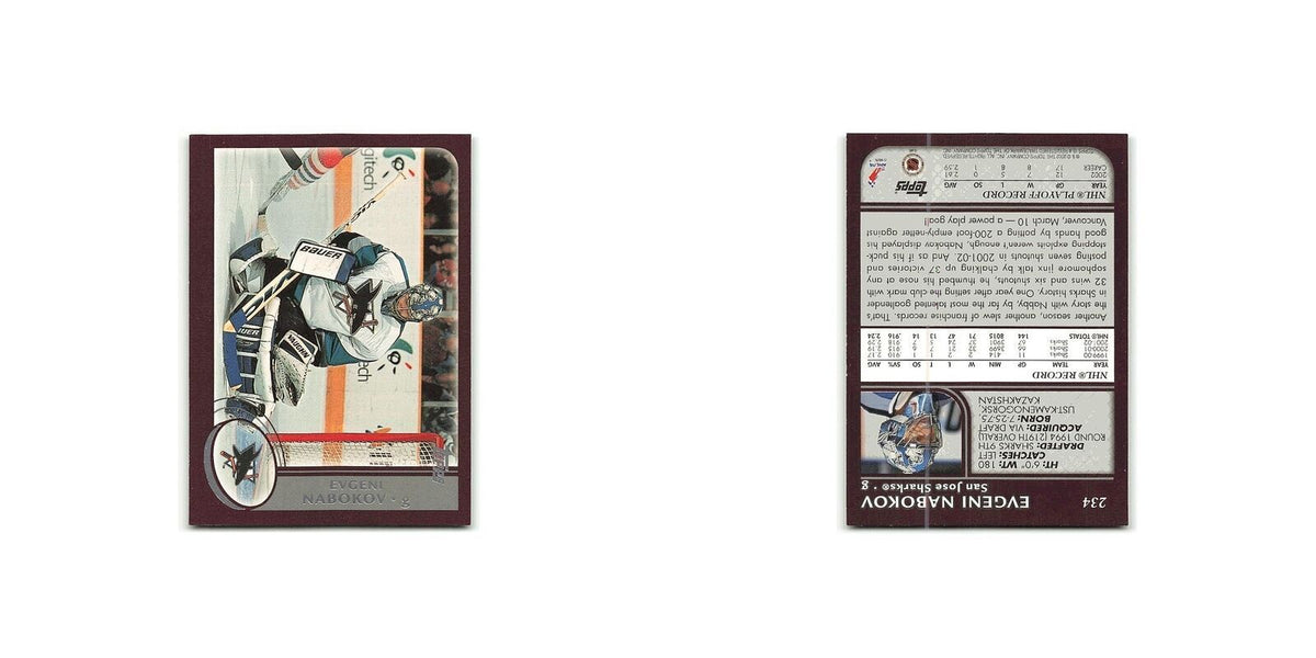 Evgeni Nabokov 2002 Topps #234 San Jose Sharks Hockey Card NM