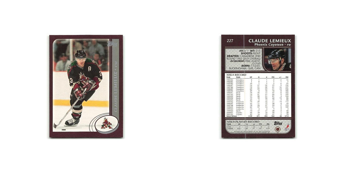 Claude Lemieux 2002 Topps #227 Phoenix Coyotes Hockey Card NM