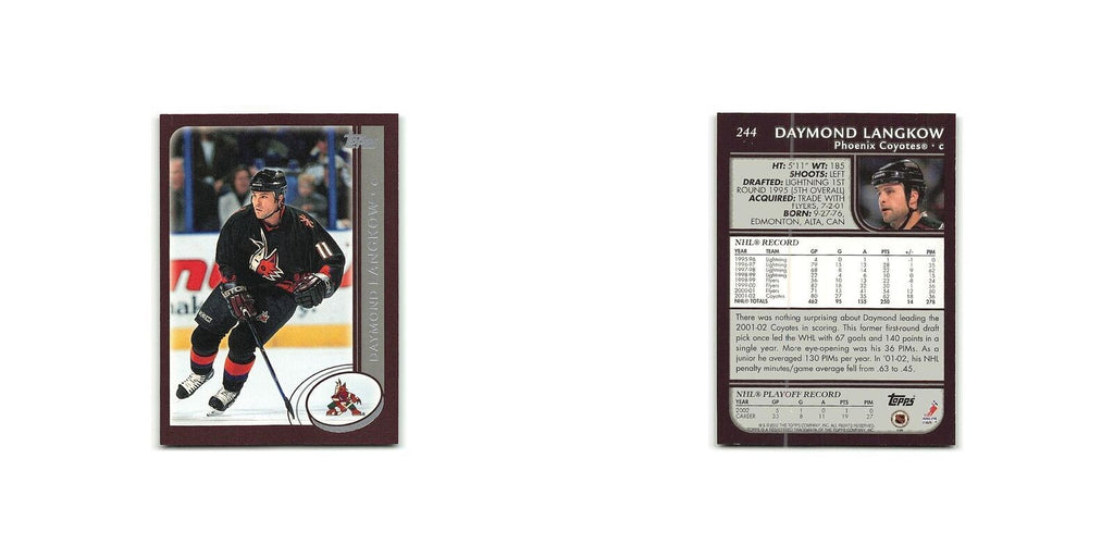 Daymond Langkow 2002 Topps #244 Phoenix Coyotes Hockey Card NM