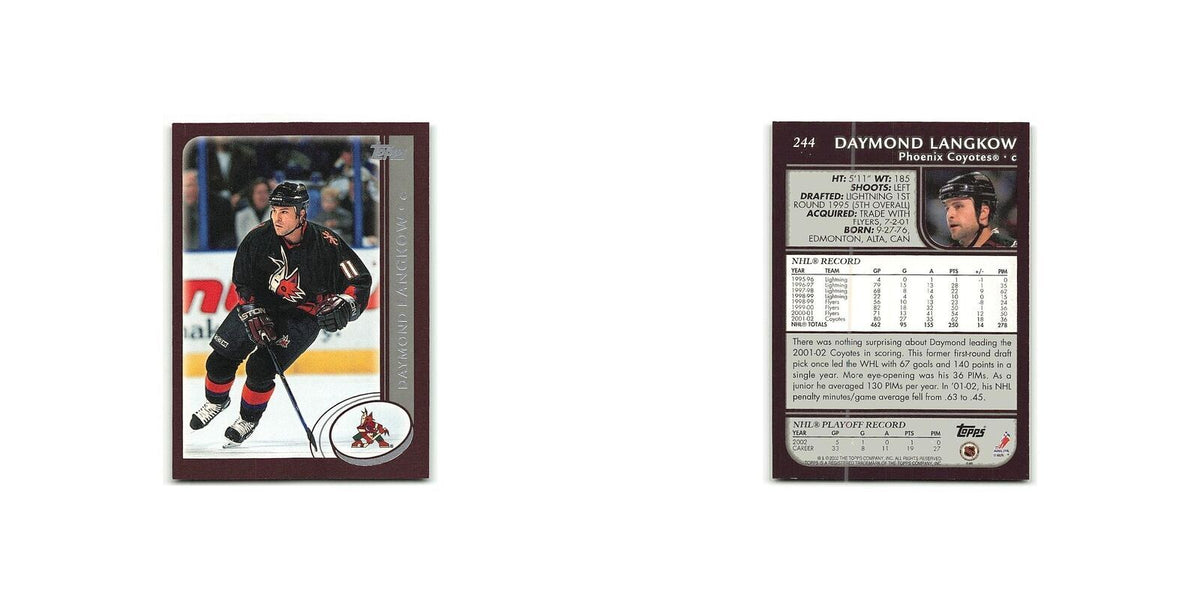 Daymond Langkow 2002 Topps #244 Phoenix Coyotes Hockey Card NM