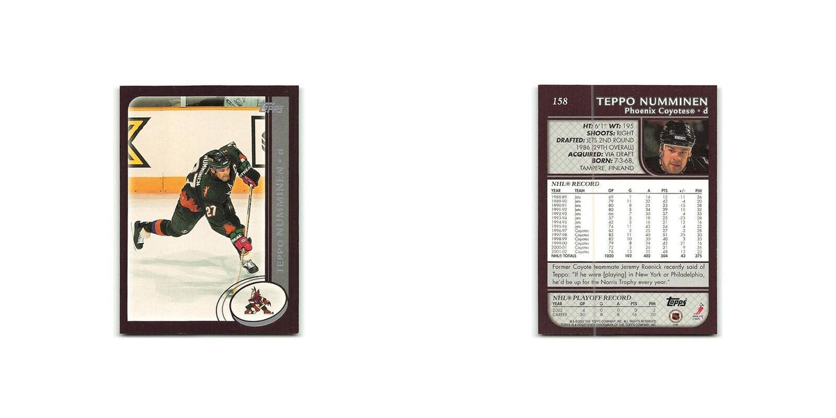 Teppo Numminen 2002 Topps #158 Phoenix Coyotes Hockey Card NM