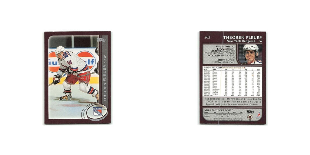Theo Fleury 2002 Topps #202 New York Rangers Hockey Card NM