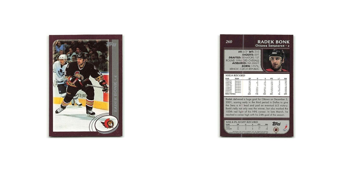 Radek Bonk 2002 Topps #260 Ottawa Senators Hockey Card NM