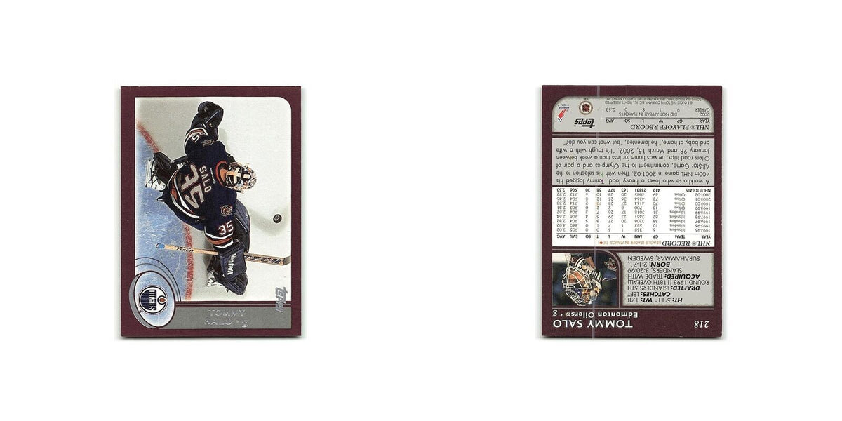 Tommy Salo 2002 Topps #218 Edmonton Oilers Hockey Card NM