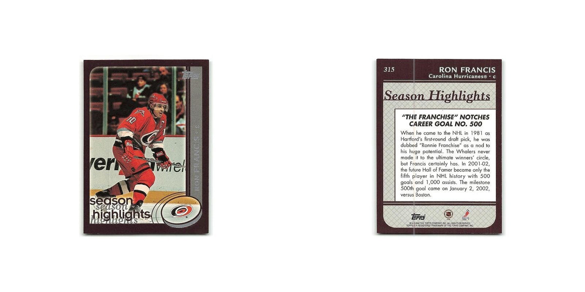 Ron Francis 2002 Topps #315 Carolina Hurricanes Hockey Card NM