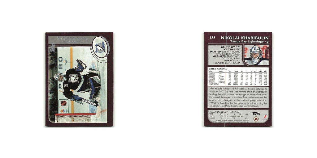 Nikolai Khabibulin 2002 Topps #135 Tampa Bay Lightning Hockey Card NM
