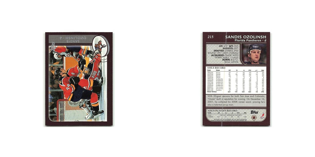 Sandis Ozolinsh 2002 Topps #215 Florida Panthers Hockey Card NM